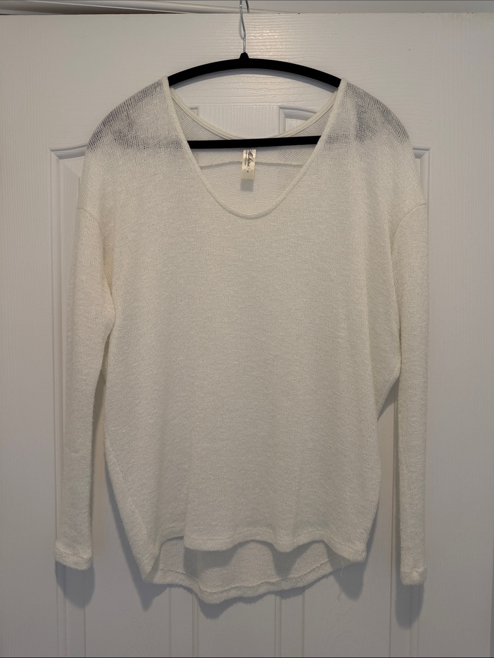 mahina Cream Knit V-Neck Top